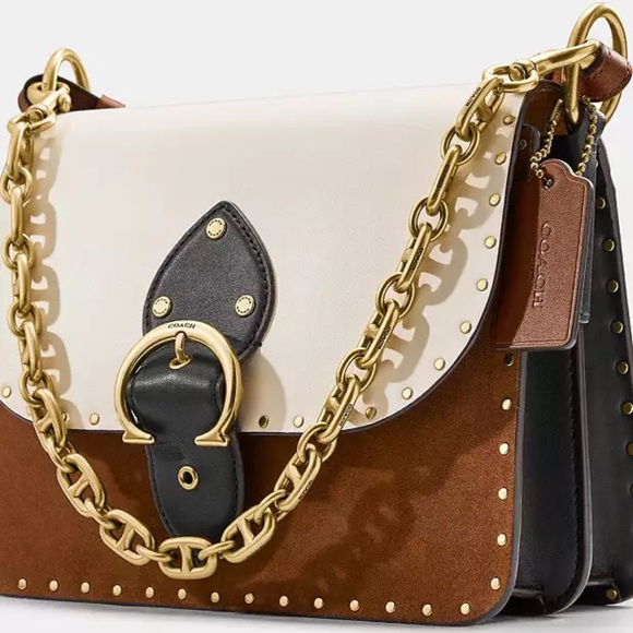 Beat Shoulder Bag In Colorblock With Rivets - Picture 2 of 7